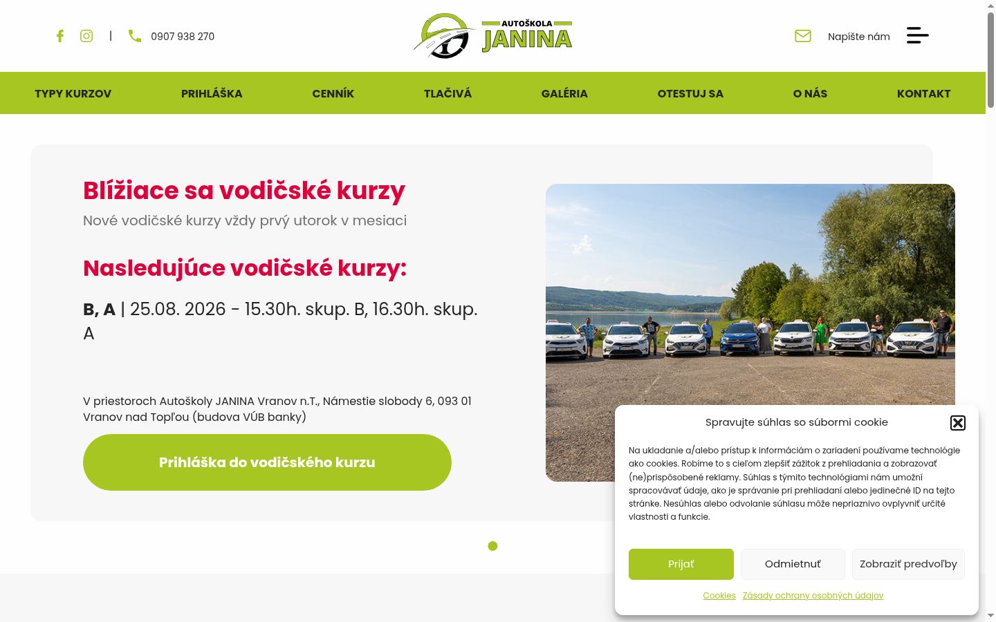 Ekrānuzņēmums ar piekrišanas baneri, kas tika rādīts pirms jebkādas mijiedarbības