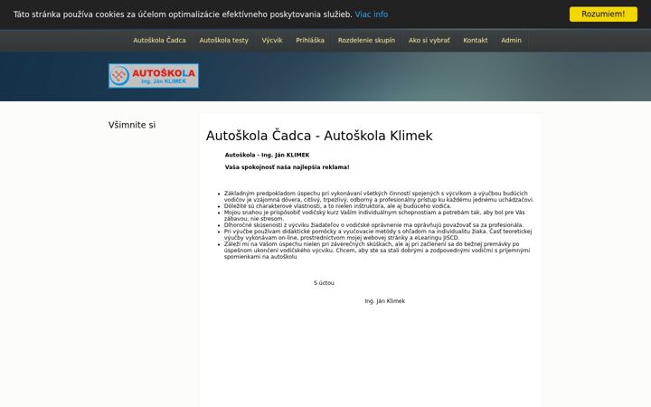 Screenshot of autoskolaklimek.sk