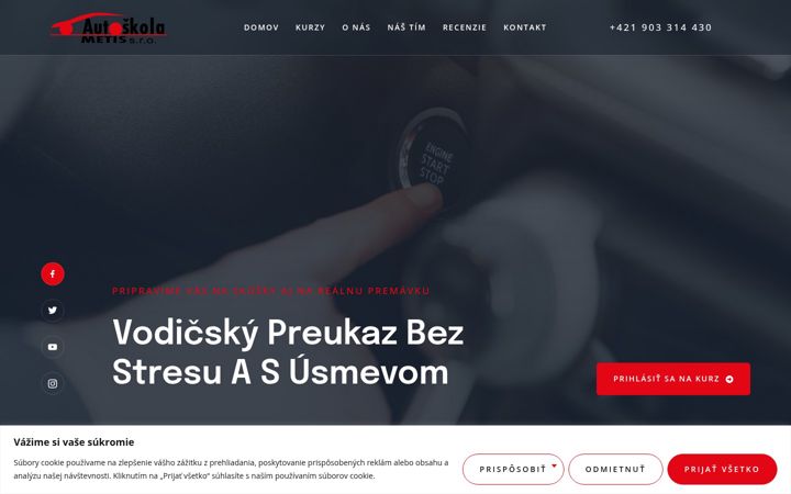 Kuvakaappaus sivustosta autoskolametis.sk