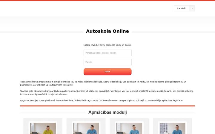 Screenshot of autoskolaonline.lv