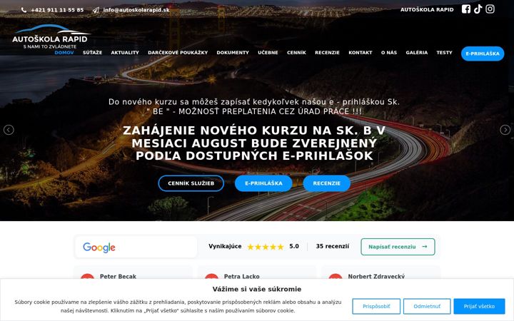 Snímek obrazovky autoskolarapid.sk
