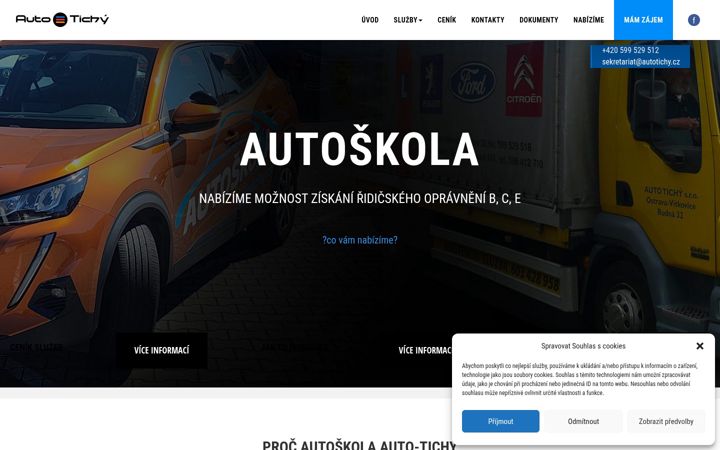 Screenshot van autoskolatichy.cz