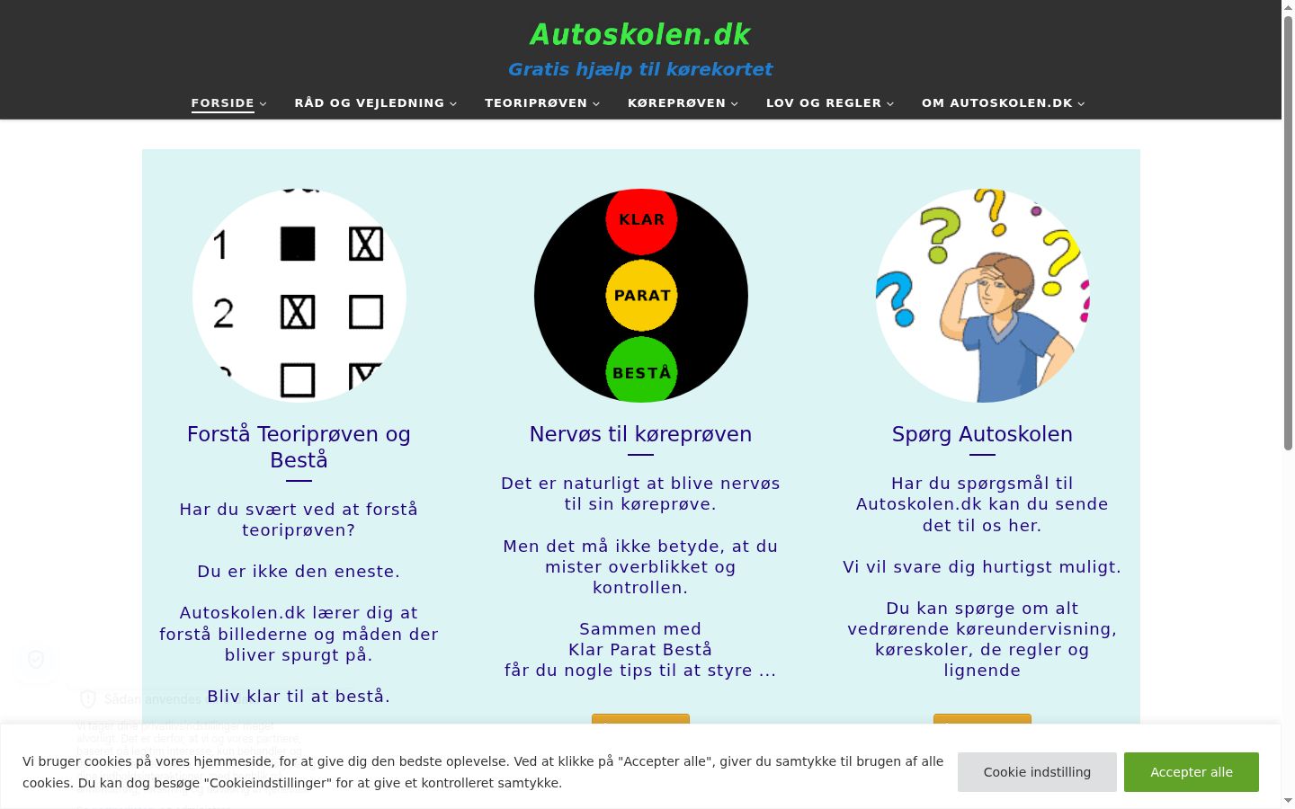 Skjermbilde av samtykkebanneret slik det vises før noen interaksjon