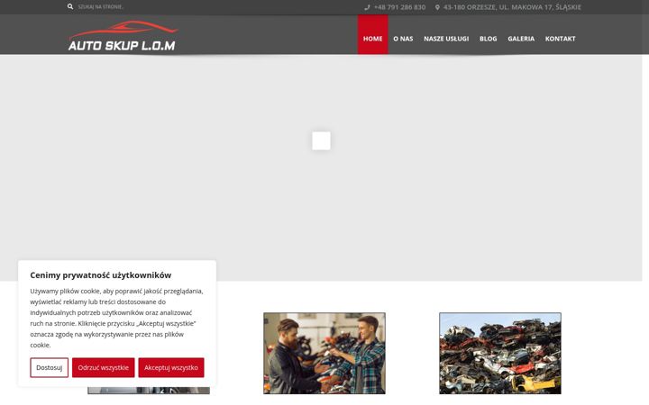 Screenshot stránky autoskup-lom.pl