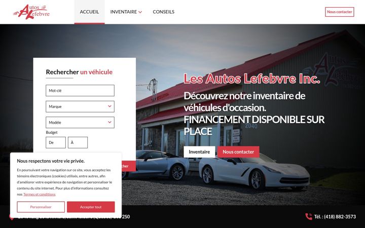 Skærmbillede af autoslefebvre.com