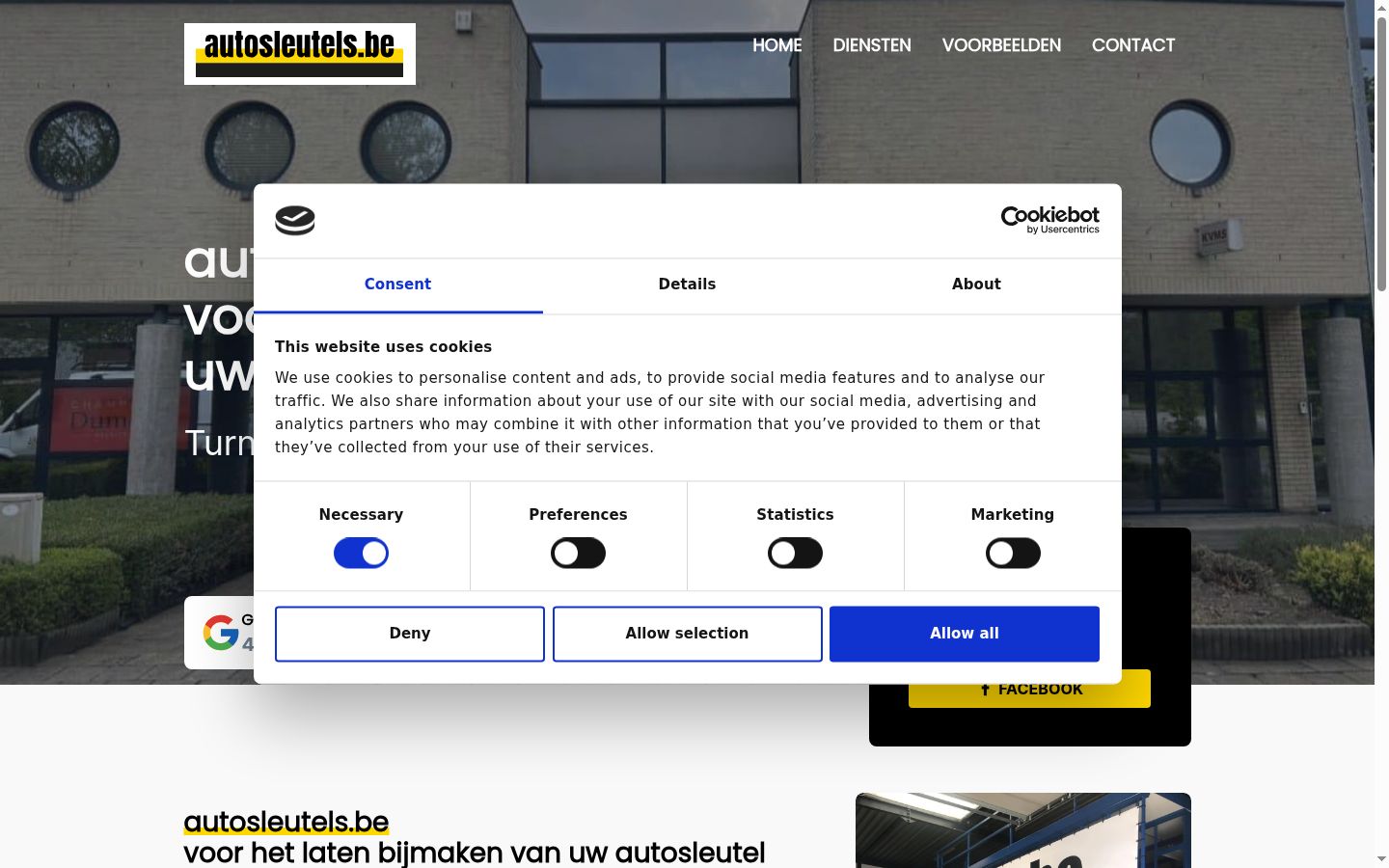 Skärmbild av samtyckesbannern som visades före någon interaktion