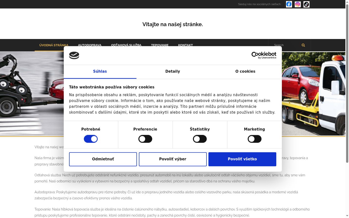 Screenshot del banner di consenso mostrato prima di qualsiasi interazione