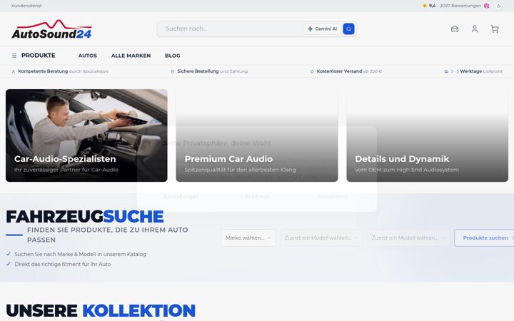 Posnetek zaslona autosound24.de