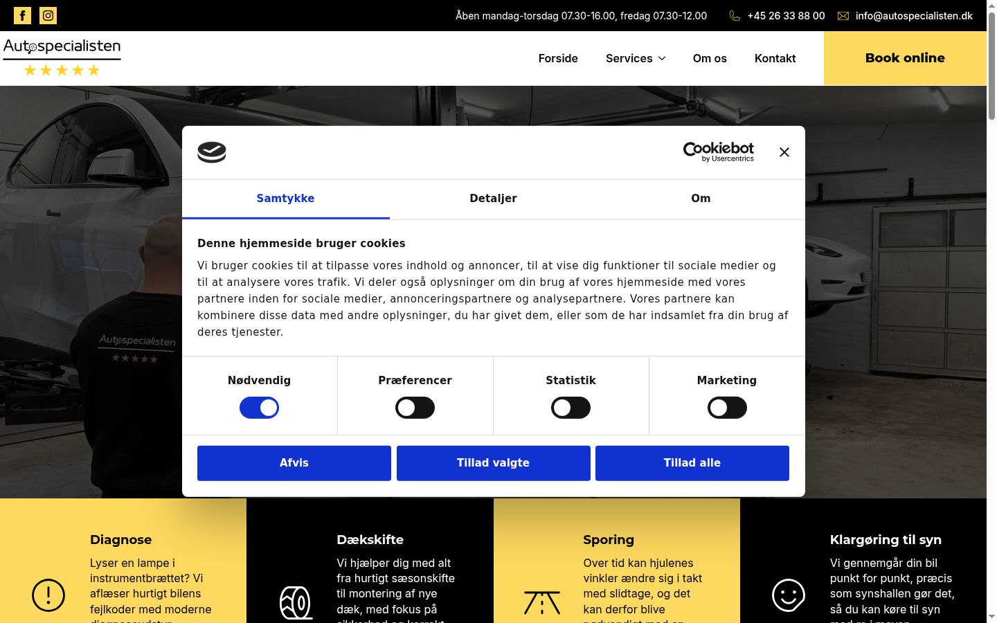 Captura de ecrã do banner de consentimento apresentado antes de qualquer interação