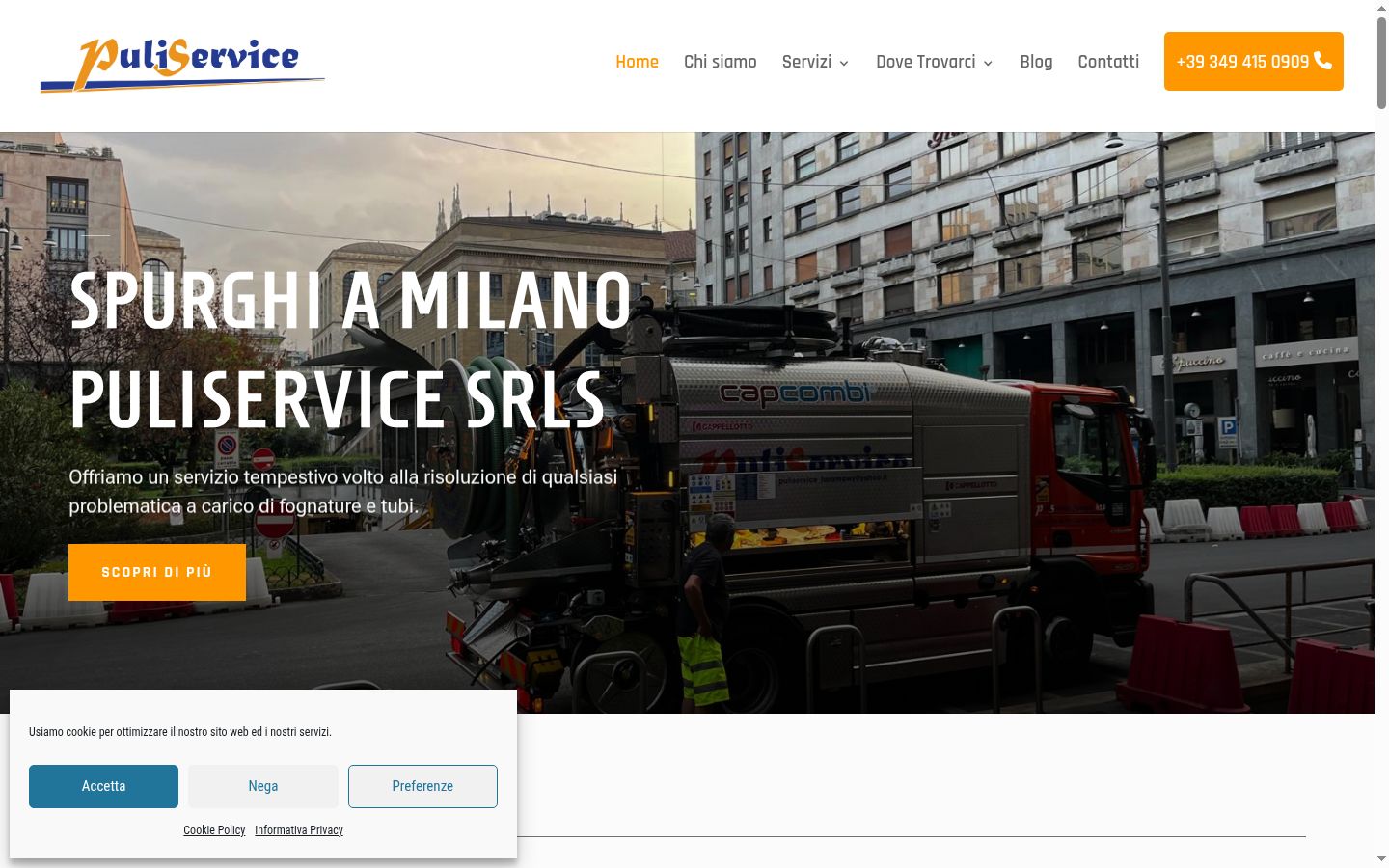 Screenshot del banner di consenso mostrato prima di qualsiasi interazione