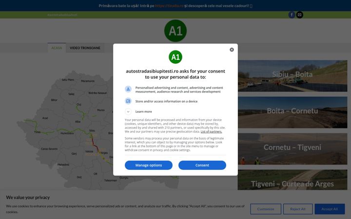 Screenshot of autostradasibiupitesti.ro