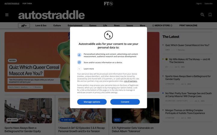 Екранна снимка на autostraddle.com