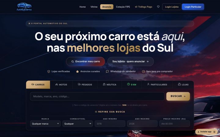 Screenshot of autosulcarros.com.br