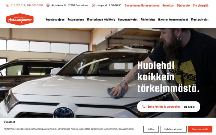 Screenshot of autosuojaamo.fi