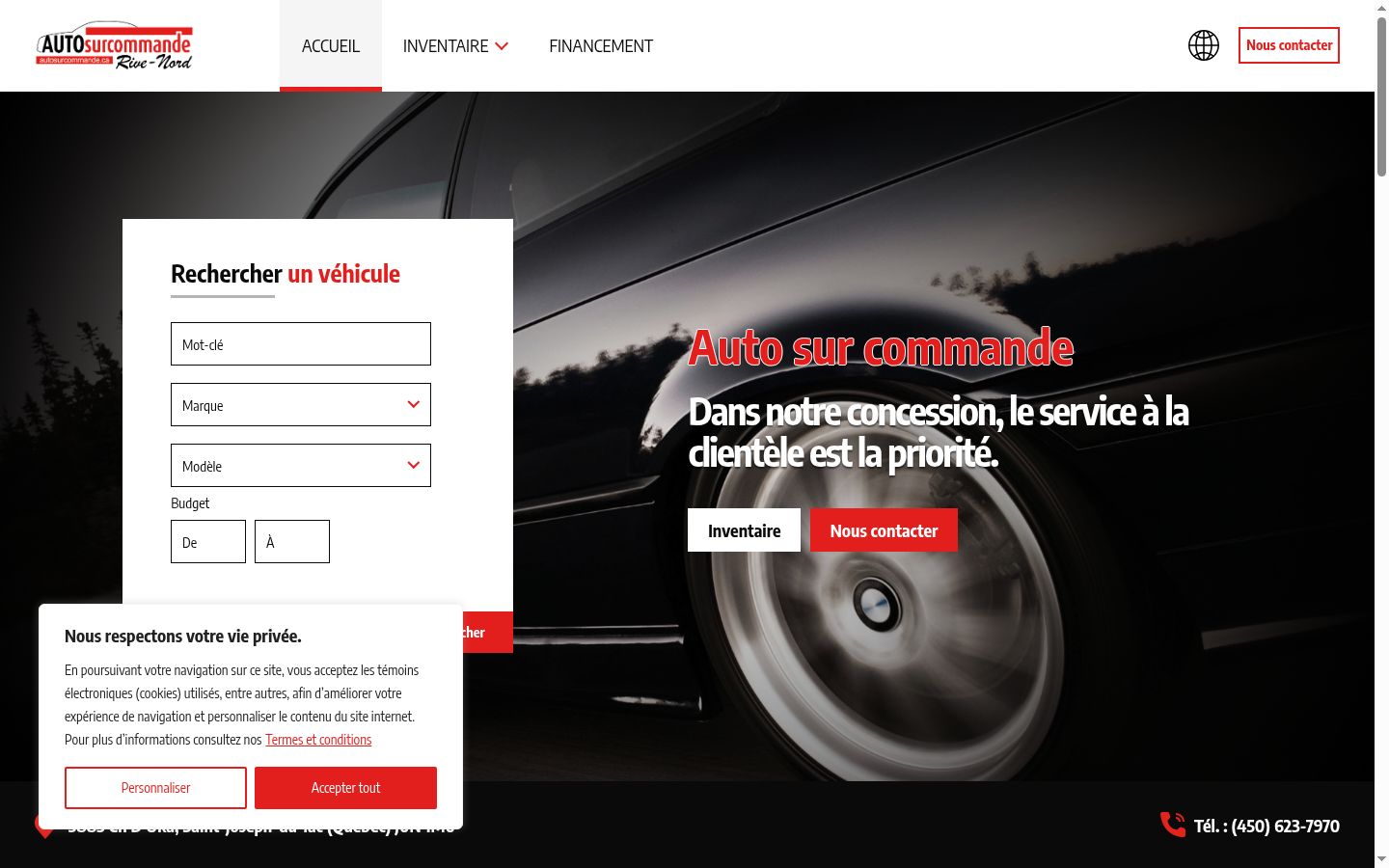 Captura de ecrã do banner de consentimento apresentado antes de qualquer interação