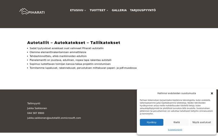 Screenshot of autotallit.fi