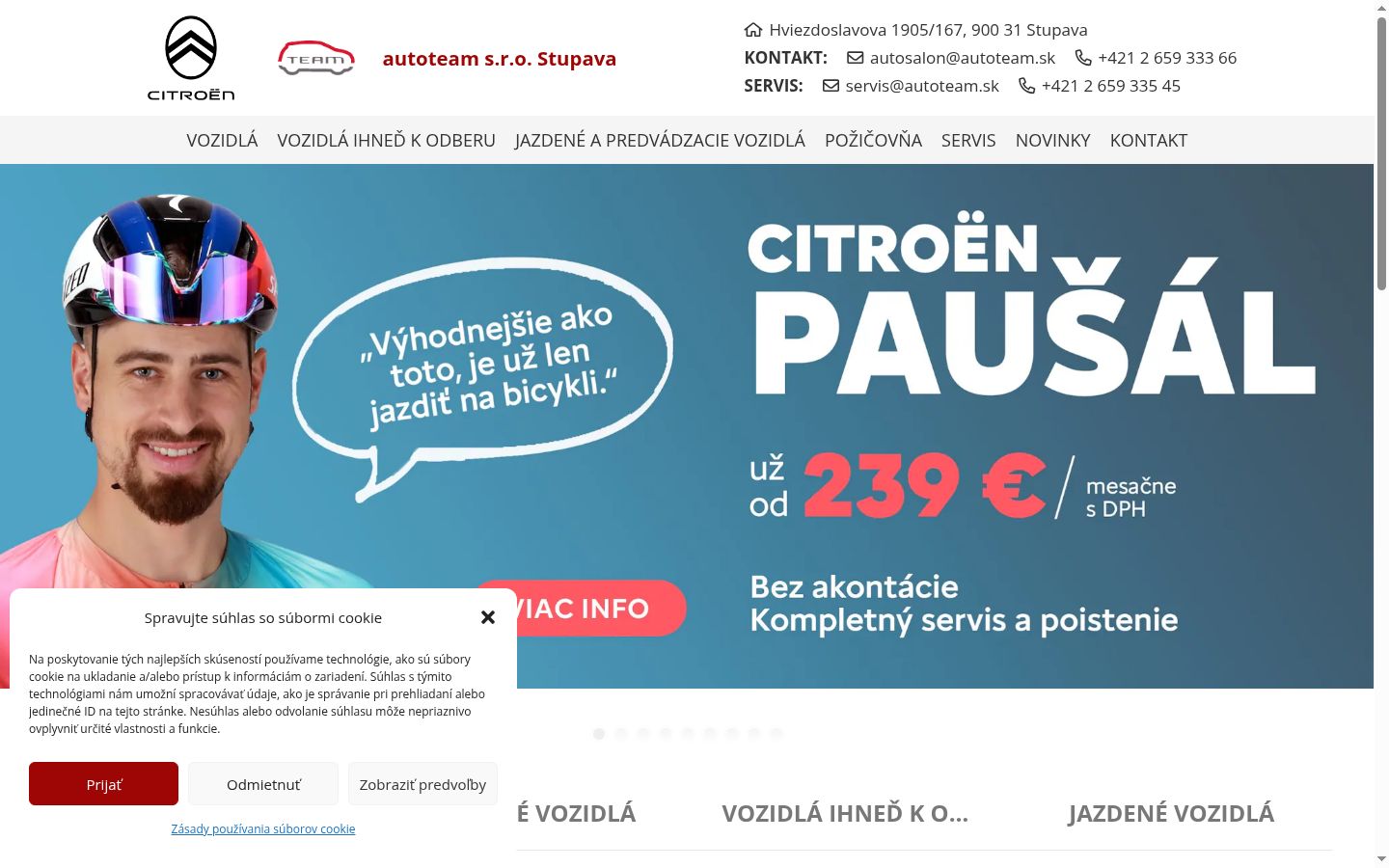 Screenshot del banner di consenso mostrato prima di qualsiasi interazione