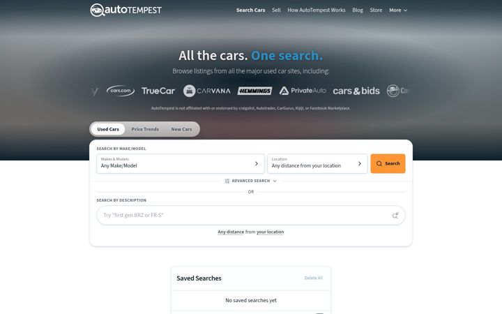 Screenshot of autotempest.com