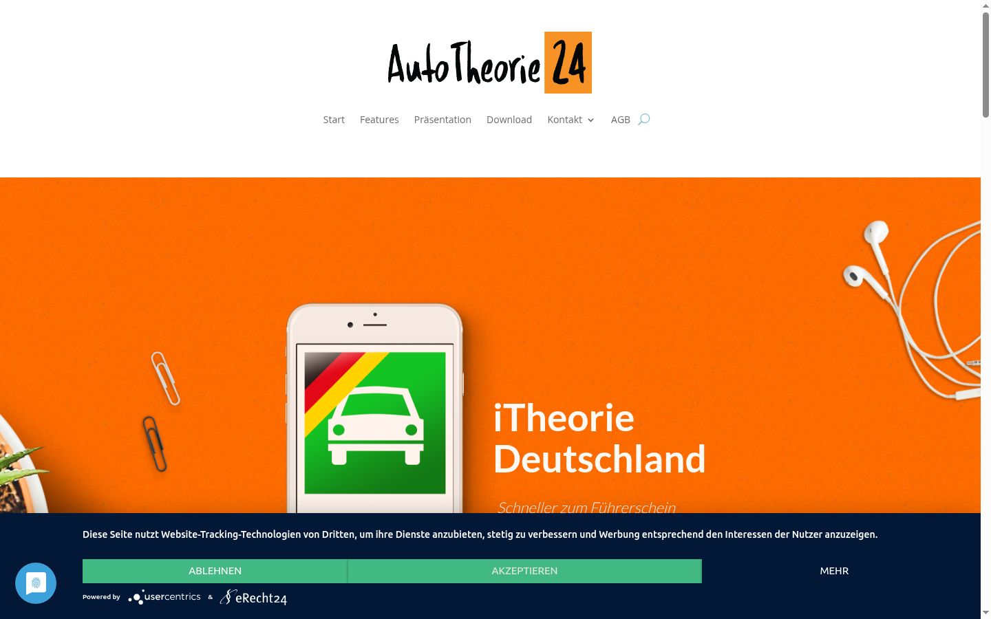 Screenshot des Einwilligungsbanners vor jeglicher Interaktion