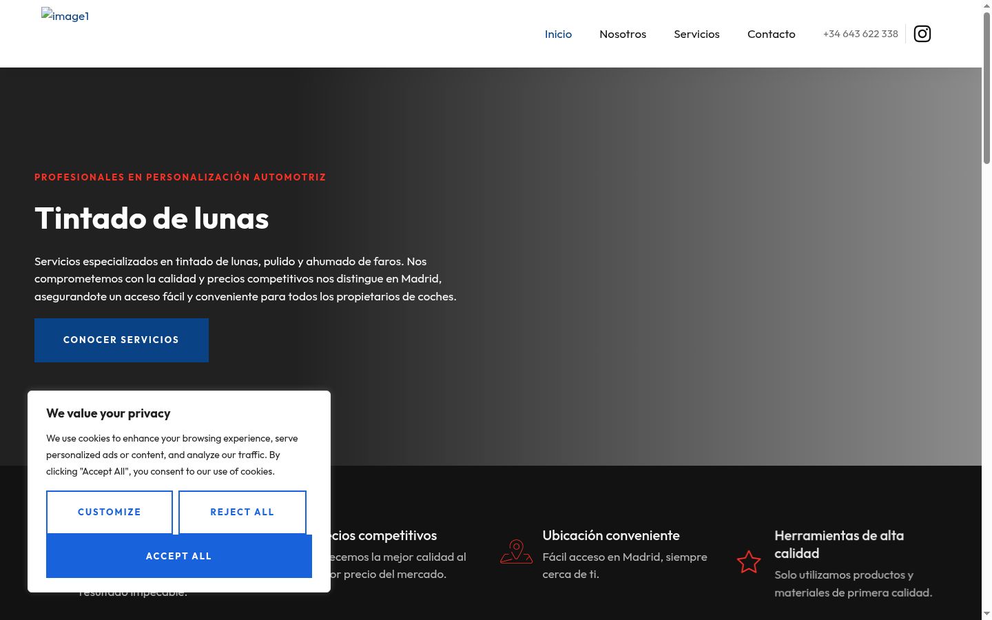 Sutikimo reklamjuostės, rodytos prieš bet kokią sąveiką, ekrano kopija