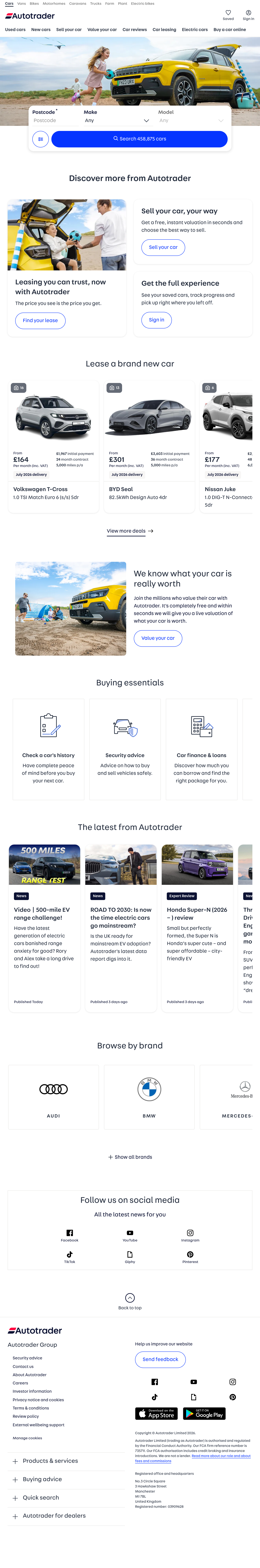Tablet screenshot of autotrader.co.uk