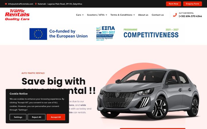 Screenshot of autotrafficrentals.com