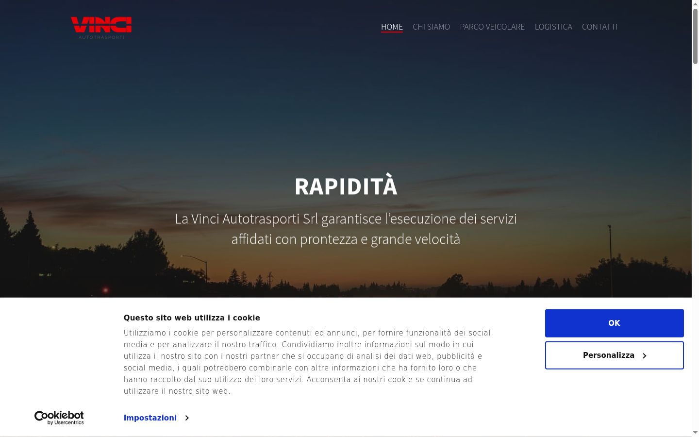 Screenshot del banner di consenso mostrato prima di qualsiasi interazione