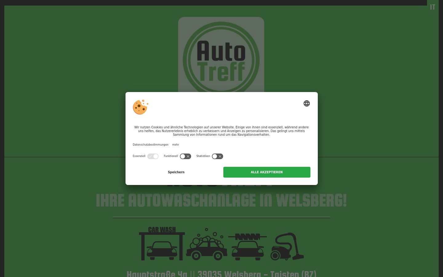 Screenshot del banner di consenso mostrato prima di qualsiasi interazione