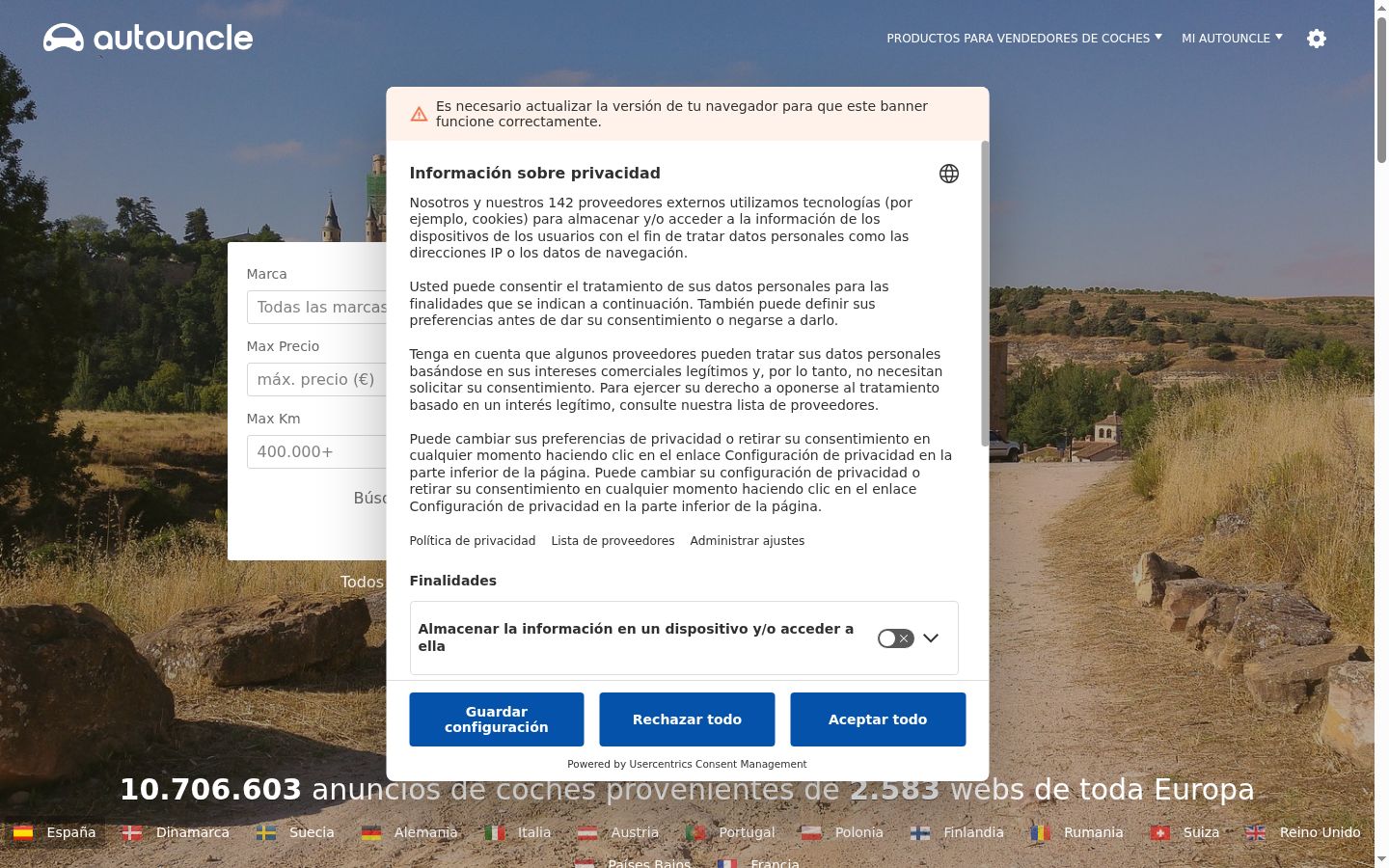 Zrzut ekranu banera zgody wyświetlanego przed jakąkolwiek interakcją