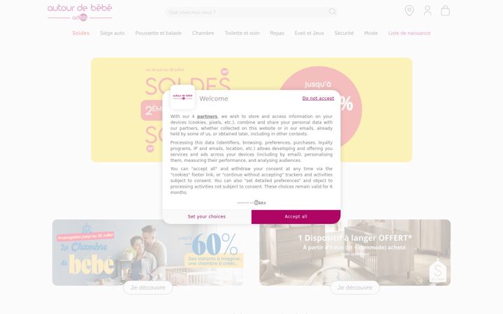 Captură de ecran a autourdebebe.com