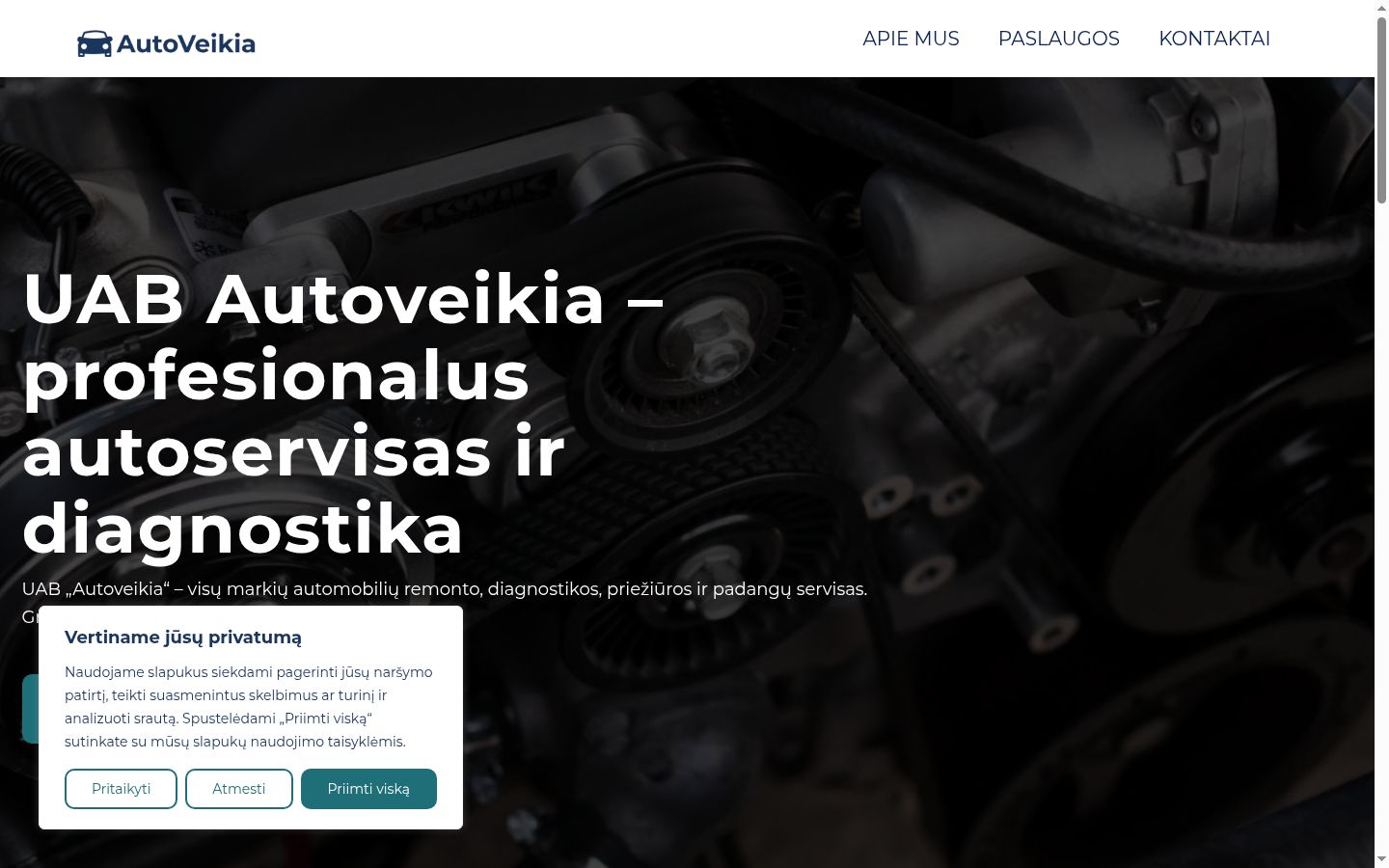 Kuvakaappaus suostumusbannerista, joka näytettiin ennen mitään vuorovaikutusta