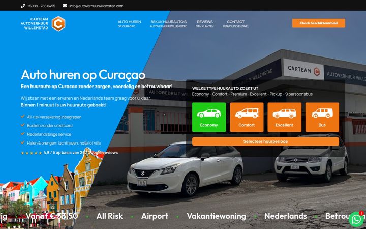 Screenshot of autoverhuurwillemstad.com