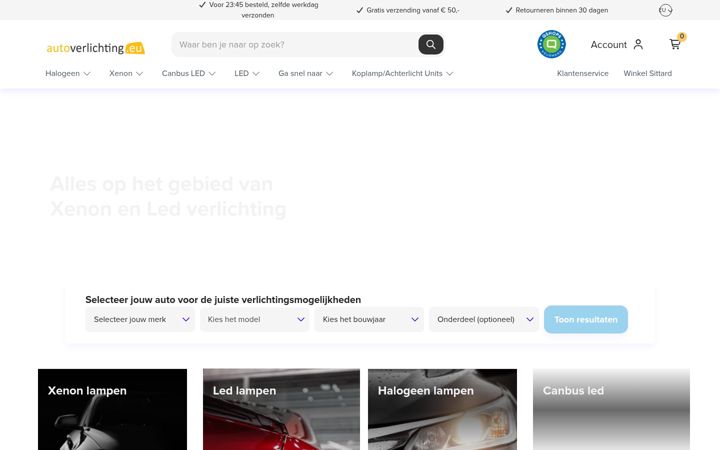 Skjermbilde av autoverlichting.eu