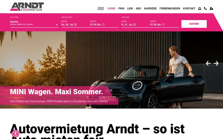 Екранна снимка на autovermietung-arndt.de