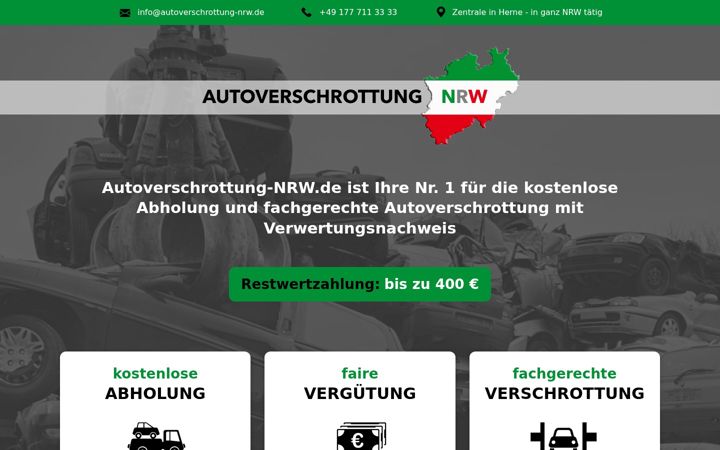 Екранна снимка на autoverschrottung-nrw.de