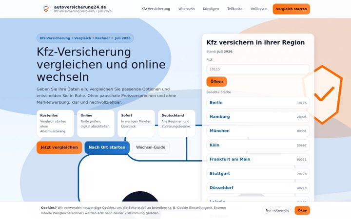 Ekrano kopija autoversicherung24.de