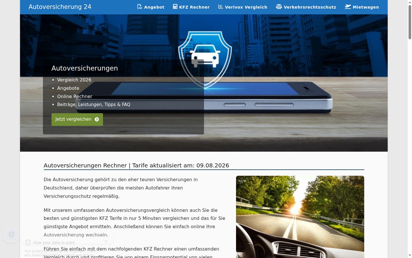 Sutikimo reklamjuostės, rodytos prieš bet kokią sąveiką, ekrano kopija