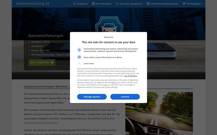 Ekrano kopija autoversicherungen-24.de
