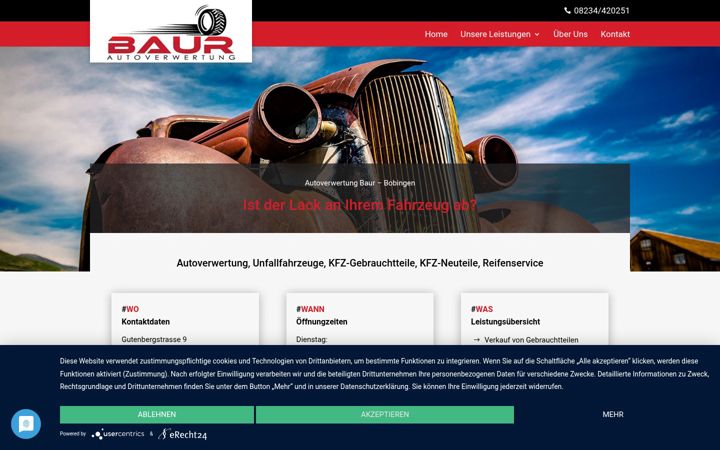 Screenshot of autoverwertung-baur.com