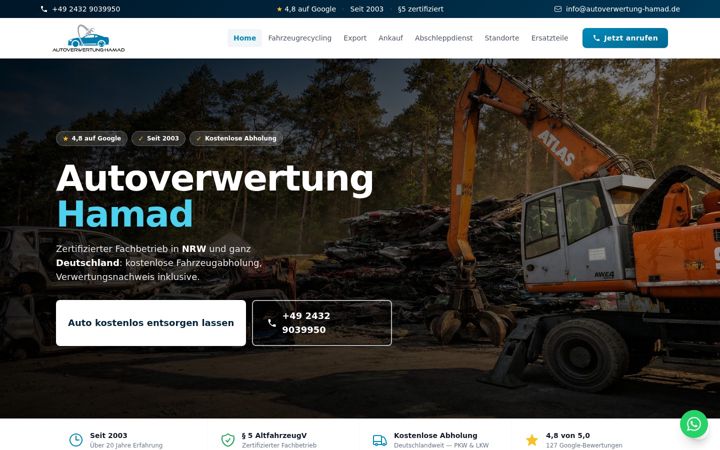 Screenshot of autoverwertung-hamad.de