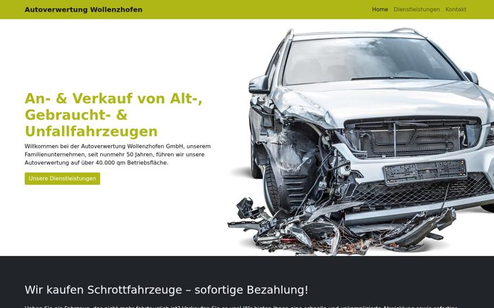 Screenshot of autoverwertung-wollenzhofen.de