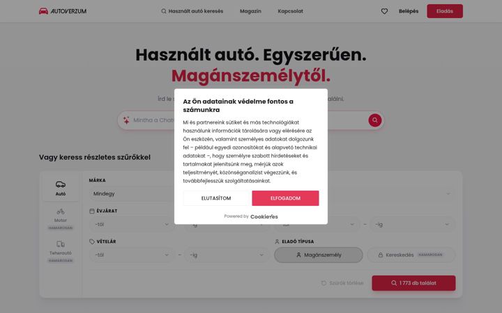 Screenshot of autoverzum.hu