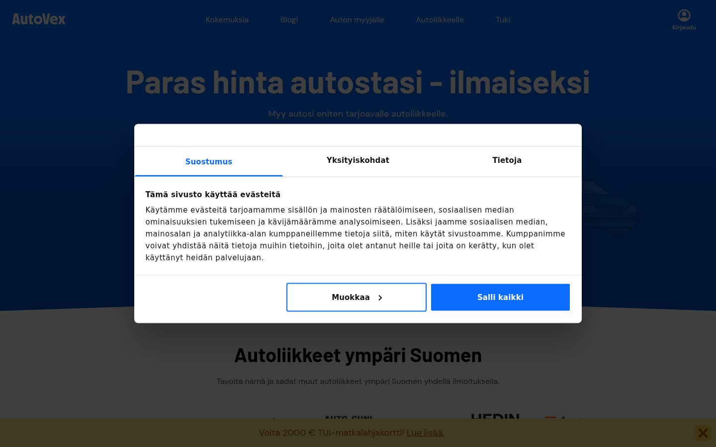 Képernyőkép a bármilyen interakció előtt megjelenő hozzájárulási bannerről