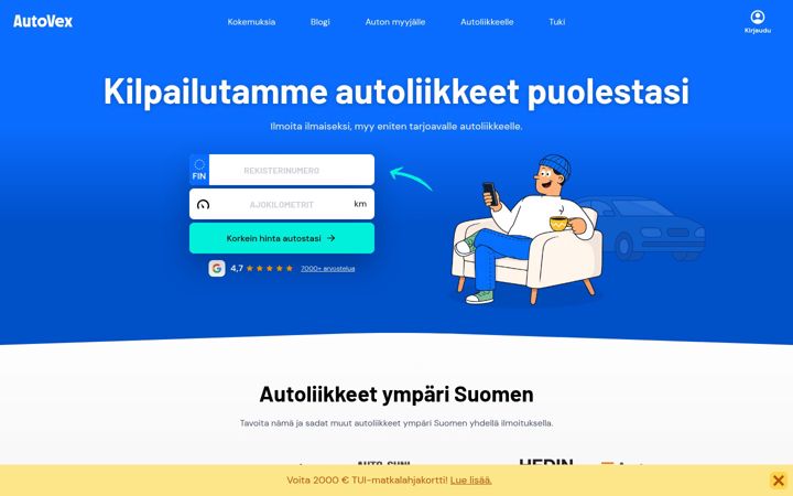 Ekrānuzņēmums no autovex.fi