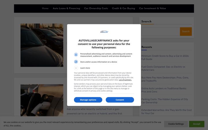 Screenshot of autovillagecarfinance.com