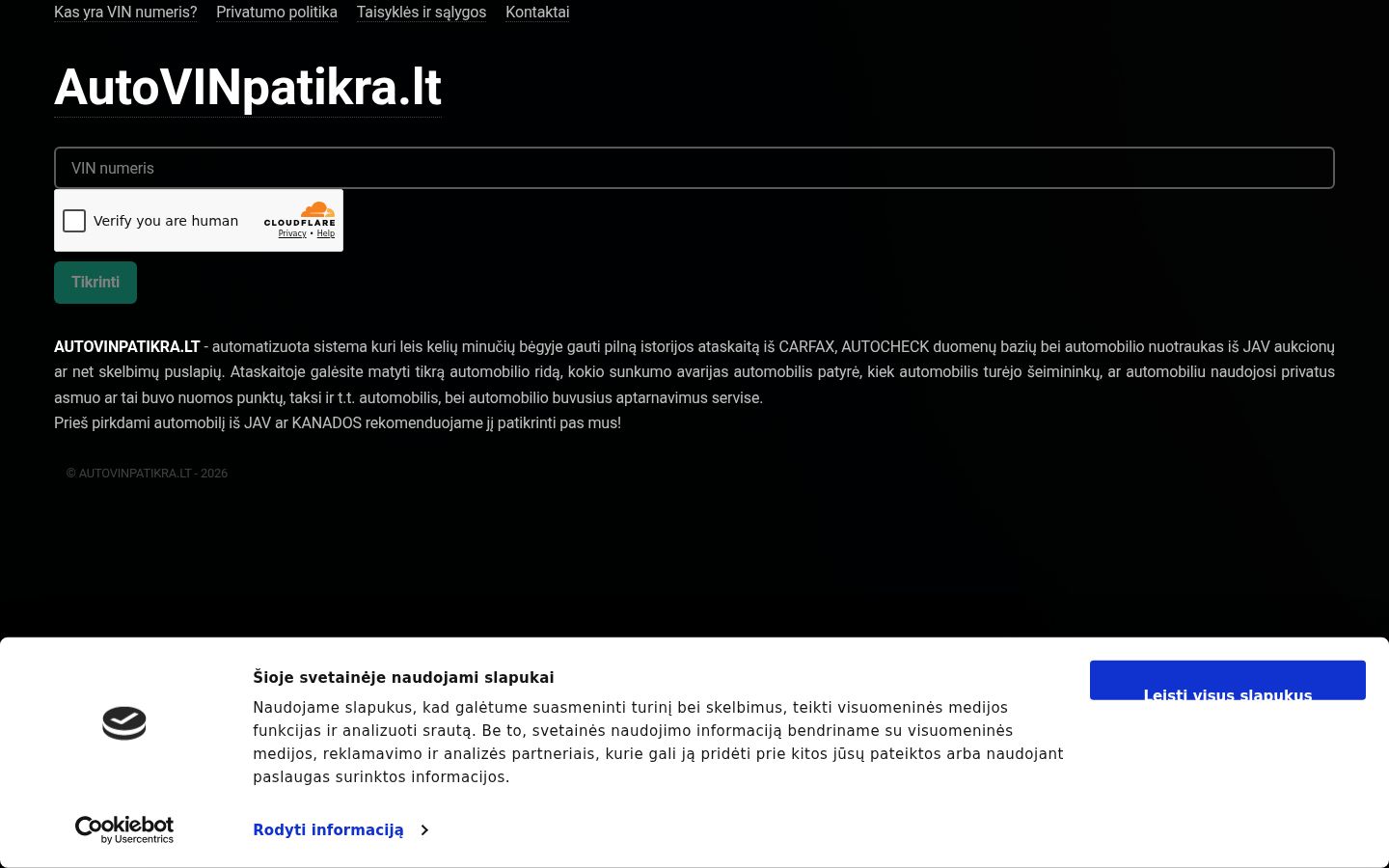 Ekrānuzņēmums ar piekrišanas baneri, kas tika rādīts pirms jebkādas mijiedarbības
