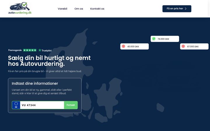 Screenshot of autovurdering.dk