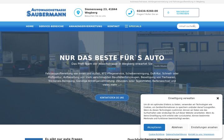 Screenshot of autowaschstrasse-saubermann.de