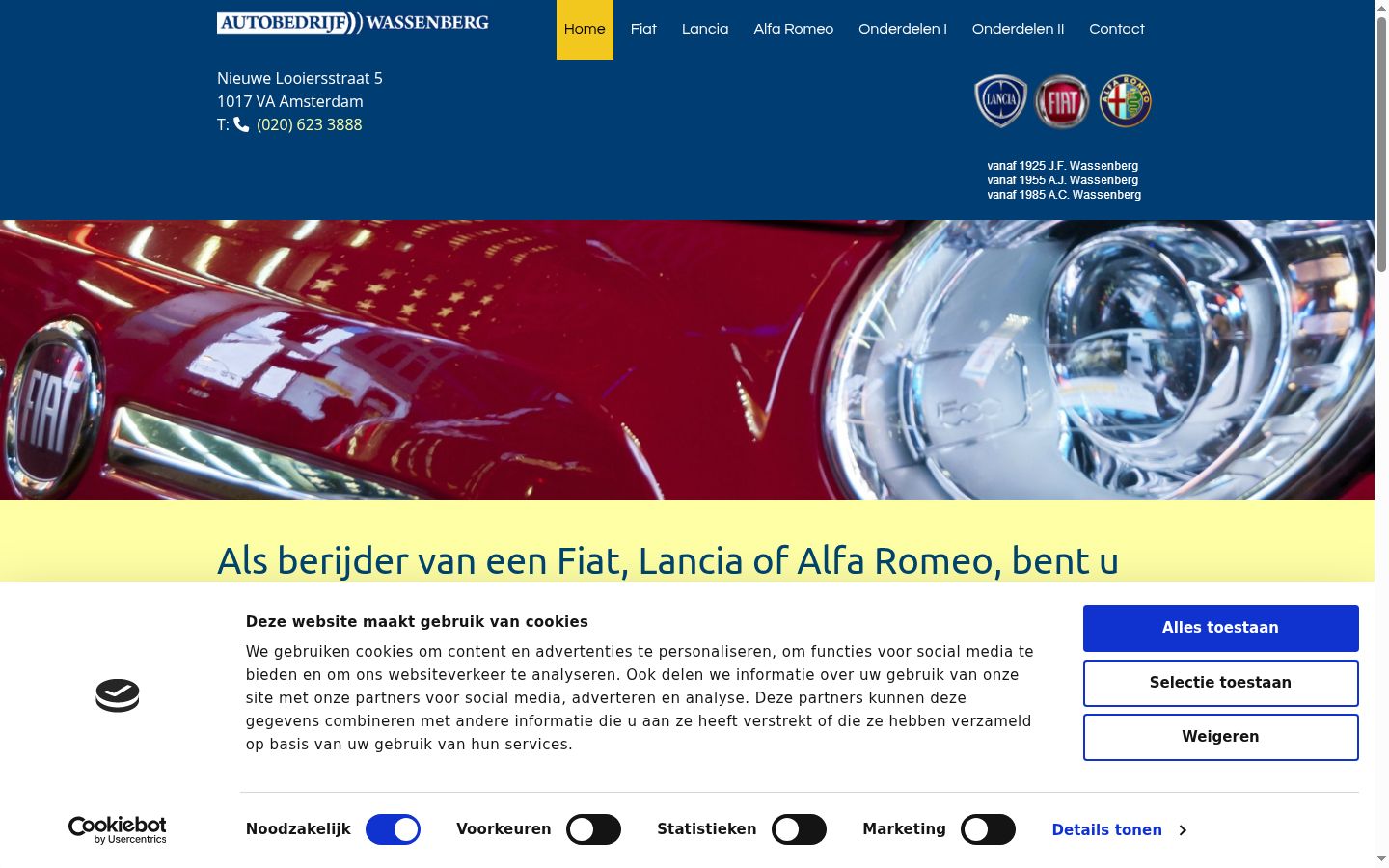 Captura de pantalla del banner de consentimiento mostrado antes de cualquier interacción