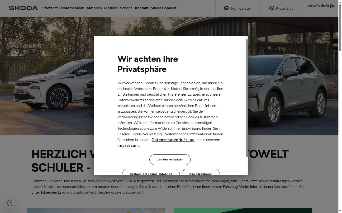 Skjermbilde av samtykkebanneret slik det vises før noen interaksjon